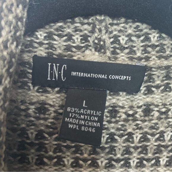 INC International Concepts Brown Tweed Fringe Open Cardigan Size Large - Picture 4 of 8